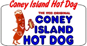 Coney Island Hot Dogs 7''x12'' Decal for Hot Dog Cart or Take Out Menu 